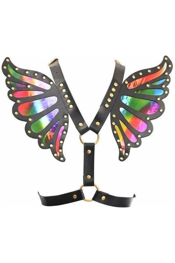 B Leather & Rainbow Holo Butterfly