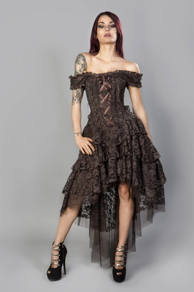 Ophelie Burlesque Corset Dress (BROWN) 24