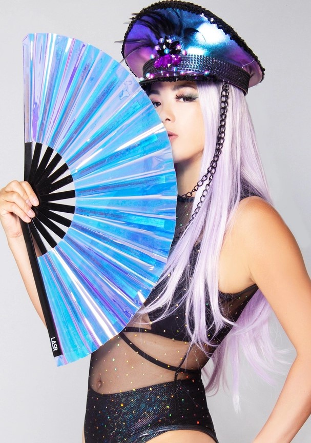 Electric Storm Iridescent Rave Fan