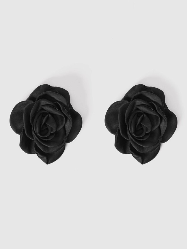 Black Satin Floral Pasties
